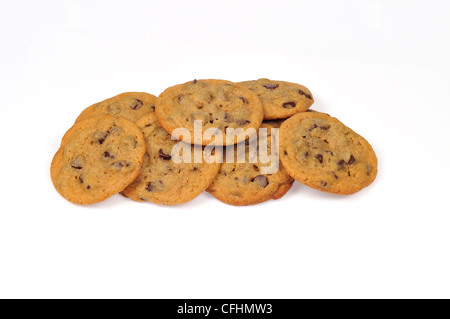 Haufen von gebackene Schokoladenkekse auf weißem Hintergrund ausschneiden Stockfoto