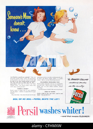 Persil waschen Pulver Anzeige von 1954, von Henkel AG und Unilever vermarktet Stockfoto