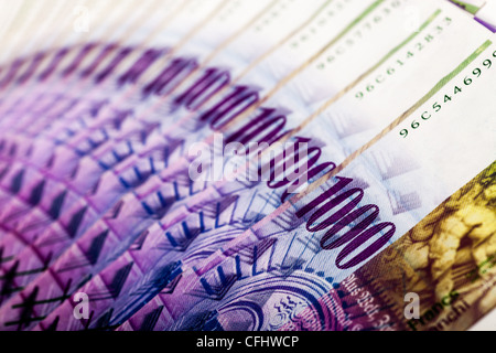Schweizer Banknoten, mehrere tausend Franken, Bargeld, Papiergeld Stockfoto