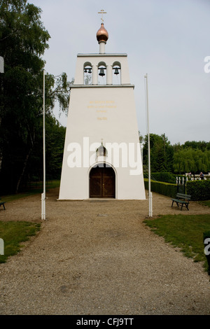 Russischen ersten Weltkrieg Friedhof und Kirche Saint-Hilaire-le-Grand in der Champagne, Frankreich Stockfoto