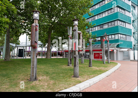 Kunst im öffentlichen Raum arbeiten im Bereich Hastings Uhrturm, an der Kreuzung der Russell Street und Heretaunga Street Stockfoto