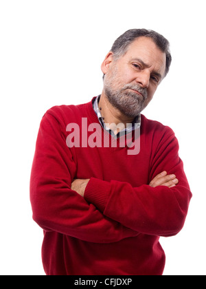 Porträt von einem verärgert mittleren Alters bärtigen Mannes Stockfoto