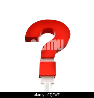 Fragezeichen-Zeichen isoliert auf weißem Hintergrund Stockfoto