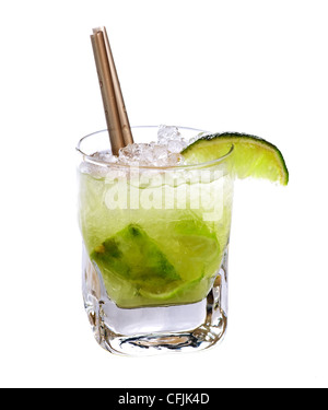 Caipirinha cocktail trinken isolierten auf weißen Hintergrund Stockfoto