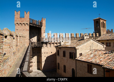 Gradara, Altstadt, Stadtmauer, Adria-Küste, Emilia-Romagna, Italien, Europa Stockfoto