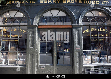 Berry Bros & Rudd Weinhändler, St. James, London Stockfoto