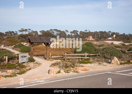 Eingang zum Asilomar State Park und Konferenz-Gelände in der Nähe von Pacific Grove, Kalifornien Stockfoto