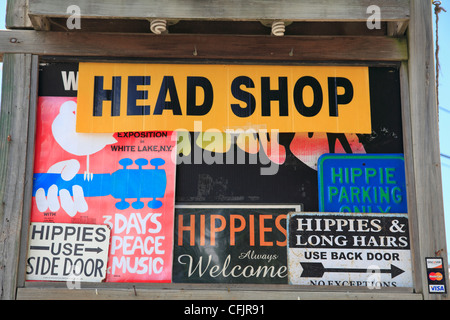 Shop Verkauf Hippie und Woodstock Festival Erinnerungsstücke, New York State, Vereinigten Staaten von Amerika, Nordamerika Stockfoto