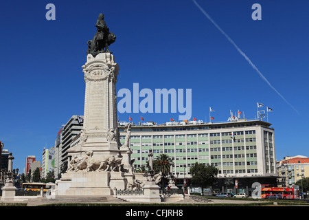 Der Marquis von Pombal Monument, einem großen Kreisverkehr und Wahrzeichen in Praça Marques de Pombal, zentral-Lissabon, Portugal, Europa zu tun Stockfoto