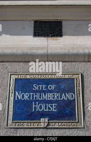 Stadt von London blue Plaque Kennzeichnung der Website von Northumberland House, St.-Martins le Grand, London, england Stockfoto