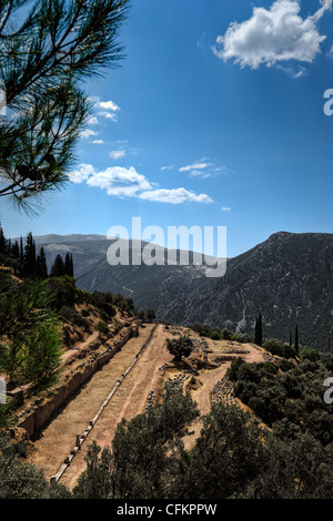 Alte Turnhalle (4. Jhdt. V. CHR.) in Delphi, Griechenland Stockfoto