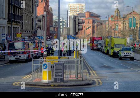 Katastrophe Training trainieren Sie im Stadtzentrum von Leeds Stockfoto
