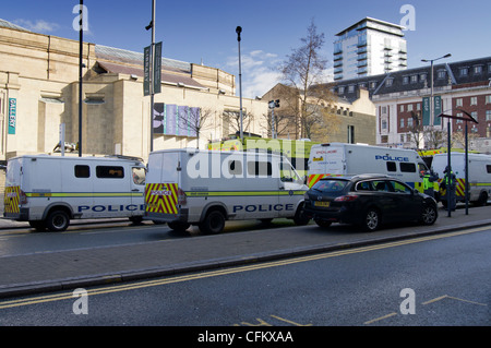 Katastrophe Training trainieren Sie im Stadtzentrum von Leeds Stockfoto