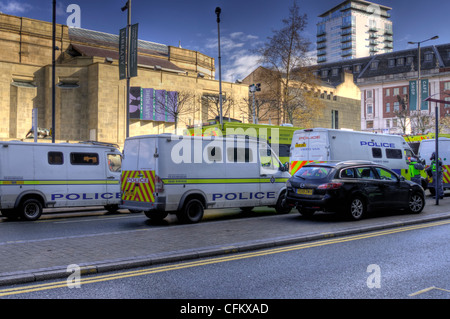 Katastrophe Training trainieren Sie im Stadtzentrum von Leeds Stockfoto