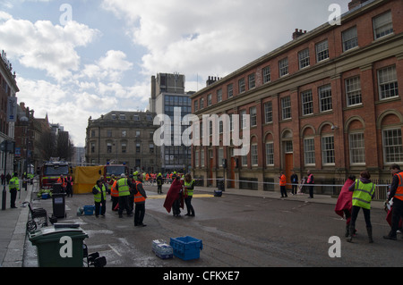 Katastrophe Training trainieren Sie im Stadtzentrum von Leeds Stockfoto