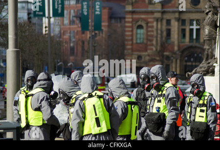 Katastrophe Training trainieren Sie im Stadtzentrum von Leeds Stockfoto