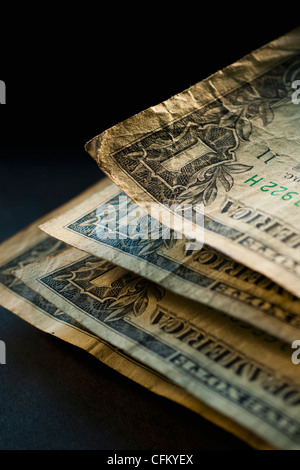 Studio Aufnahme von alten Dollarnoten Stockfoto