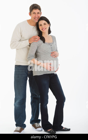Studio-Porträt des Menschen und schwangere Stockfoto