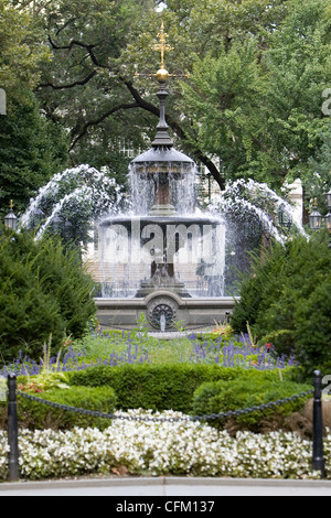 Der Brunnen im City Hall Park in New York City Stockfoto