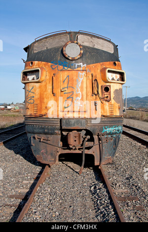 Ehemalige Bessemer und See Erie F7 718A Sitzung im Leerlauf auf einem Abstellgleis in der Nähe von Schellville, Kalifornien Nordwestpazifik. Stockfoto