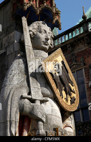 Statue von Roland, Marktplatz, UNESCO-Weltkulturerbe, Bremen, Deutschland, Europa Stockfoto