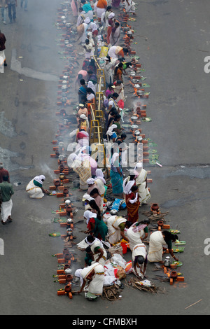 Szene aus Attukal Pongala Festival, Trivandrum, Indien Stockfoto