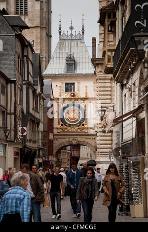 Straße der großen Uhr, Rouen, Haute-Normandie, Frankreich, Europa Stockfoto