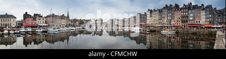 Panorama der Innenhafen, Honfleur, Normandie, Frankreich, Europa Stockfoto