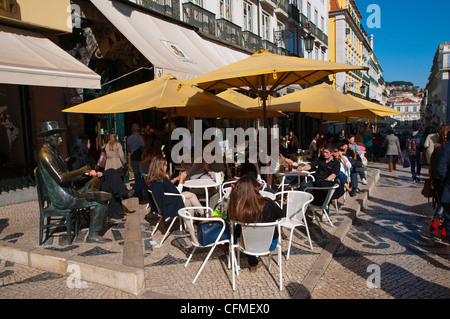 Brasileira Caféterrasse Straße Rua Garrett Chiado Bezirk Lissabon Portugal Mitteleuropa Stockfoto