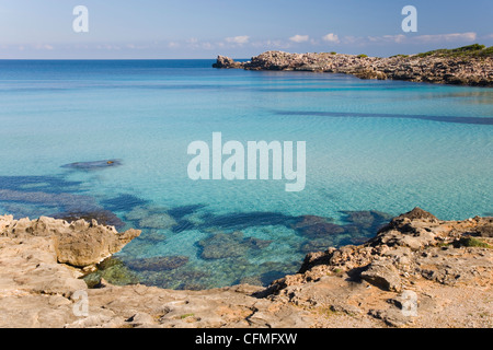 Blick über das türkisfarbene Wasser der Cala Molto, Spanien, Mittelmeer, Europa Stockfoto