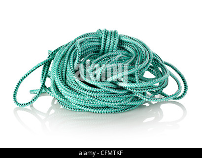 Grüne Seil isoliert auf weißem Hintergrund Stockfoto
