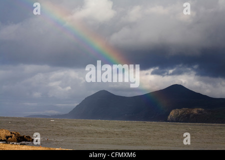 Regenbogen Yr eIFL.NET von Porth Dinllaen Nefyn Lleyn Halbinsel Gwynedd Wales Stockfoto