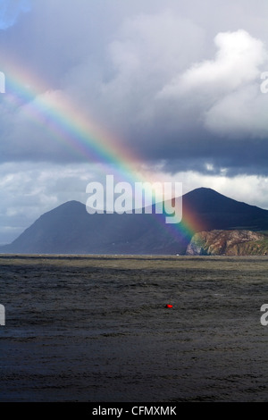 Regenbogen Yr eIFL.NET von Porth Dinllaen Nefyn Lleyn Halbinsel Gwynedd Wales Stockfoto