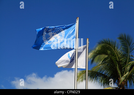 Flagge der Vereinten Nationen außerhalb des UN-Büros In Panama Stockfoto