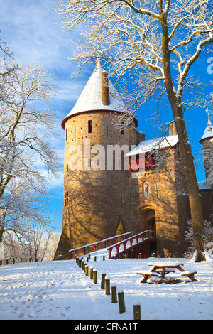 Castell Coch im Schnee, Tongwynlais, Cardiff, Südwales, Wales, Vereinigtes Königreich, Europa Stockfoto