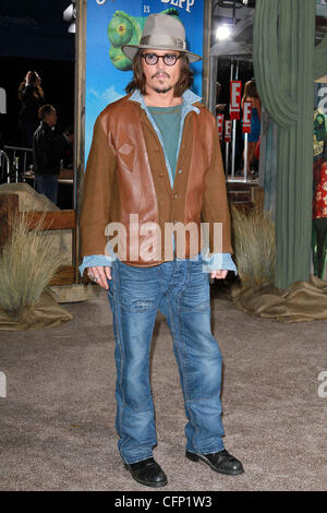 Johnny Depp Los Angeles-premiere von "Rango" im The Regency Village Theatre Westwood, Kalifornien - 14.02.11 statt Stockfoto