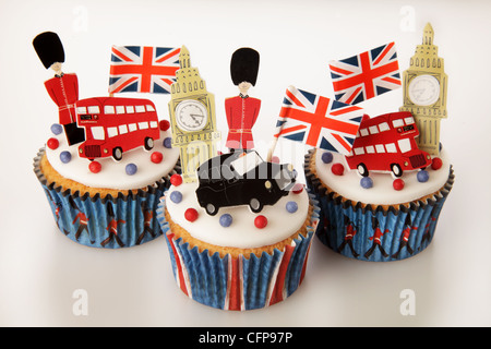 BRITISCHE FEIER LONDON CUPCAKES Stockfoto