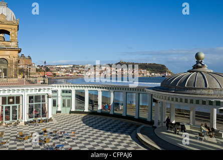 Blick vom Spa über die South Bay im Winter Scarborough North Yorkshire England Großbritannien GB Großbritannien Stockfoto