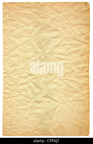 Zerknittertes Papier auf weißem Hintergrund isoliert Stockfoto