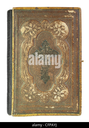 Antikes Gebetbuch auf weißem Hintergrund Pfad hinzugefügt Stockfoto