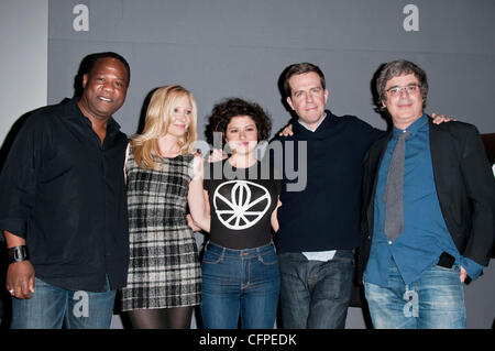 Anne Heche, Alia Shawkat, Isiah Whitlock Jr., Ed Helms, Miguel Arteta treffen die Filmemacher am Apple Store Soho "Cedar Rapids" New York City, USA - 08.02.11 Stockfoto