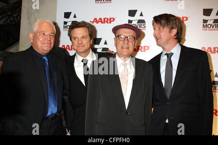 Gast, Colin Firth, Geoffrey Rush und Tom Hooper AARP The Magazine der 10. jährlichen Filme für Erwachsene-Awards statt im Beverly Wilshire Hotel - Ankunft Los Angeles, Kalifornien - 07.02.11 Stockfoto