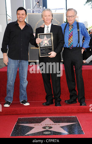 Seth MacFarlane, Bill Maher und Larry King Bill Maher erhält den 2,417th Stern auf der Hollywood Walk of Fame Los Angeles, Kalifornien - 14.09.10 Stockfoto