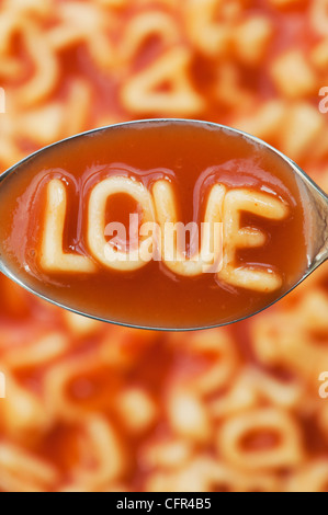 Alphabets Spaghetti Liebe Rechtschreibung Stockfoto