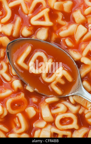 Alphabets Spaghetti Liebe Rechtschreibung Stockfoto