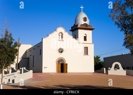 Ysleta Mission an der Tigua-Indianer-Reservat, El Paso, Texas, Vereinigte Staaten von Amerika, Nordamerika Stockfoto