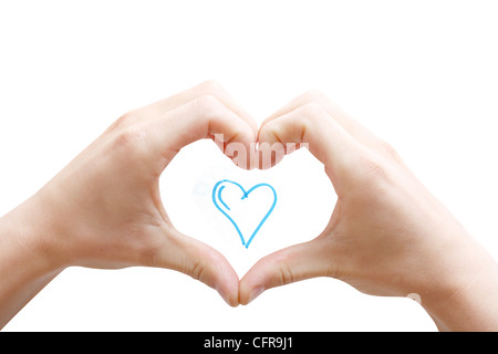 Hände, die Schaffung eines Herzens Stockfoto