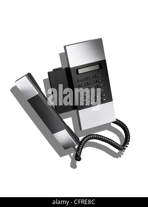 Eine moderne stilvolle Land Telefon auf weiß mit kreativen Schatten Stockfoto