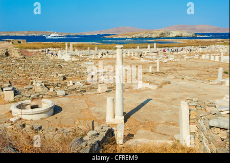 Archäologische Stätte, Delos, UNESCO-Weltkulturerbe, Kykladen, griechische Inseln, Ägäis, Griechenland, Europa Stockfoto