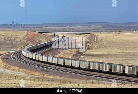 Kohlezug in Wyoming des Powder River Basin Stockfoto